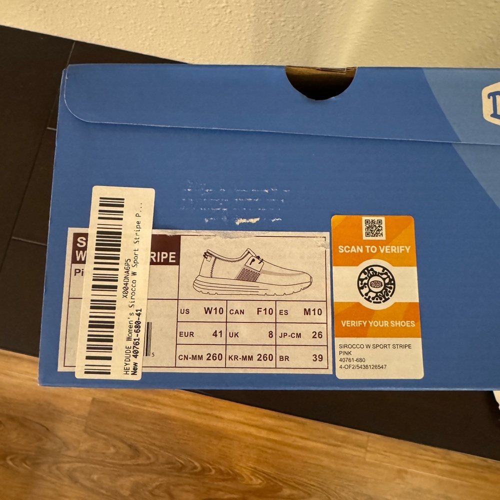 Hey Dude Sirocco W Sport Stripe Pink White Size 10 EU 41 Brand New In Box Shoe - Picture 7 of 7